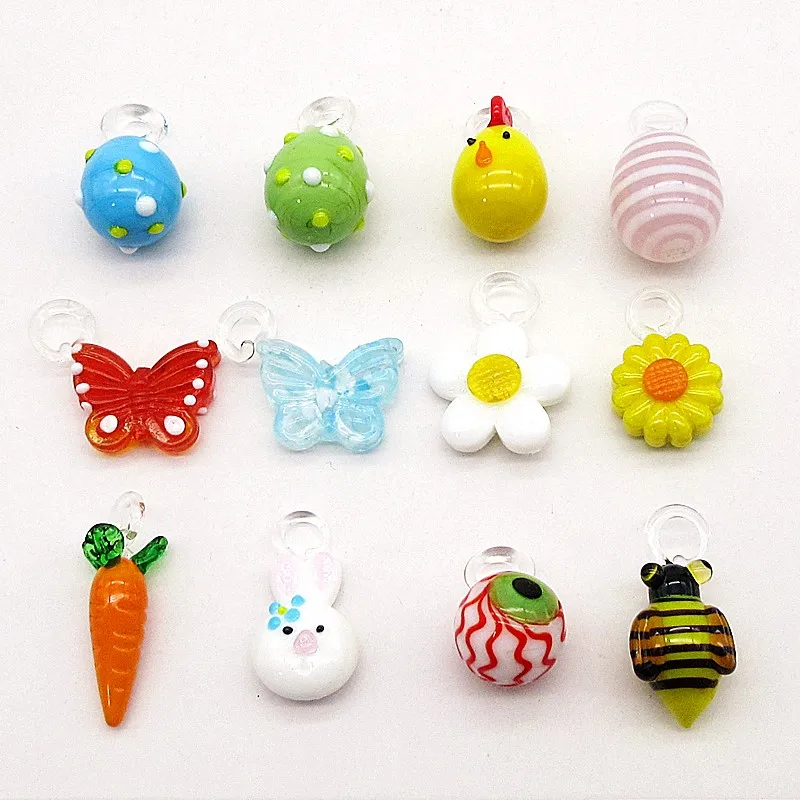 Handmade Murano Glass Crafts Clear Tree Model Figurines Ornaments Easter Home Decor Simulation Tree With 12 Pendant Accessories