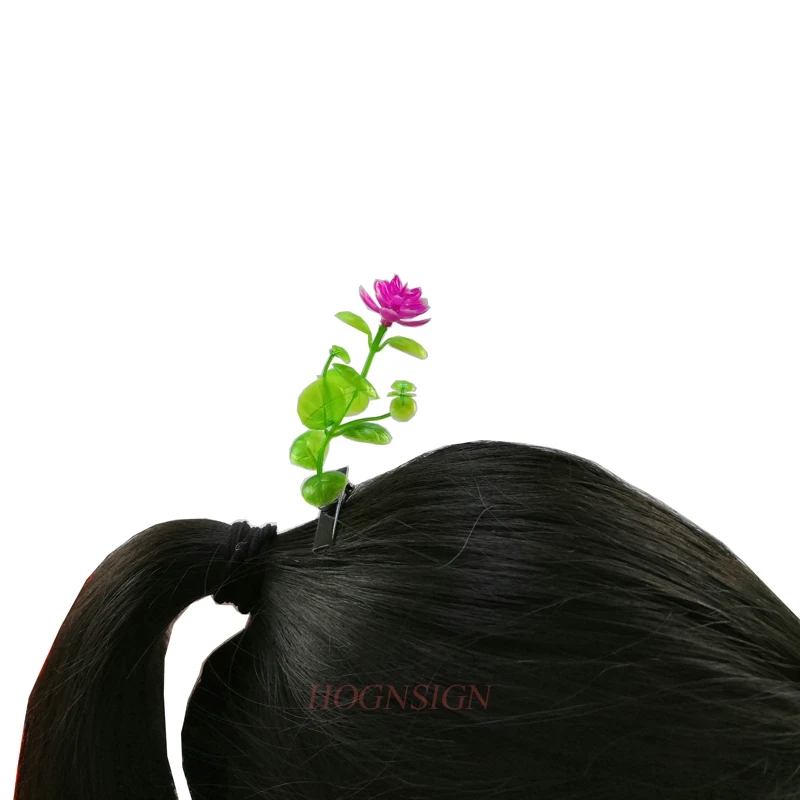 2pcs hair clip Small flowers and grass hairpin plants show cute artifact seedling hairpin head long grass weird cartoon