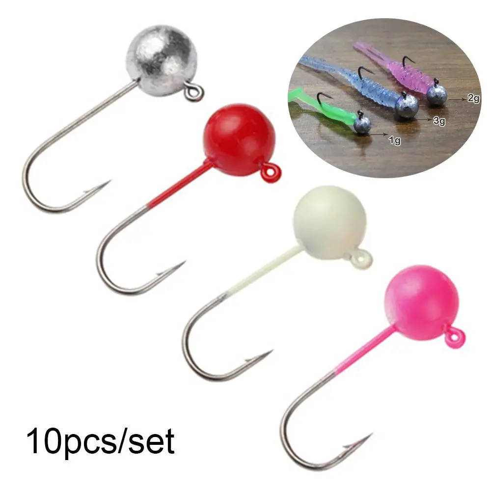 10pcs 1g 1.5g 2g 3g 5g 7g Luminous Jig Head Hook Rockfish Hook Fishing Hook Soft Worm Jig Hook Lead Head Hook Rockfish Hook