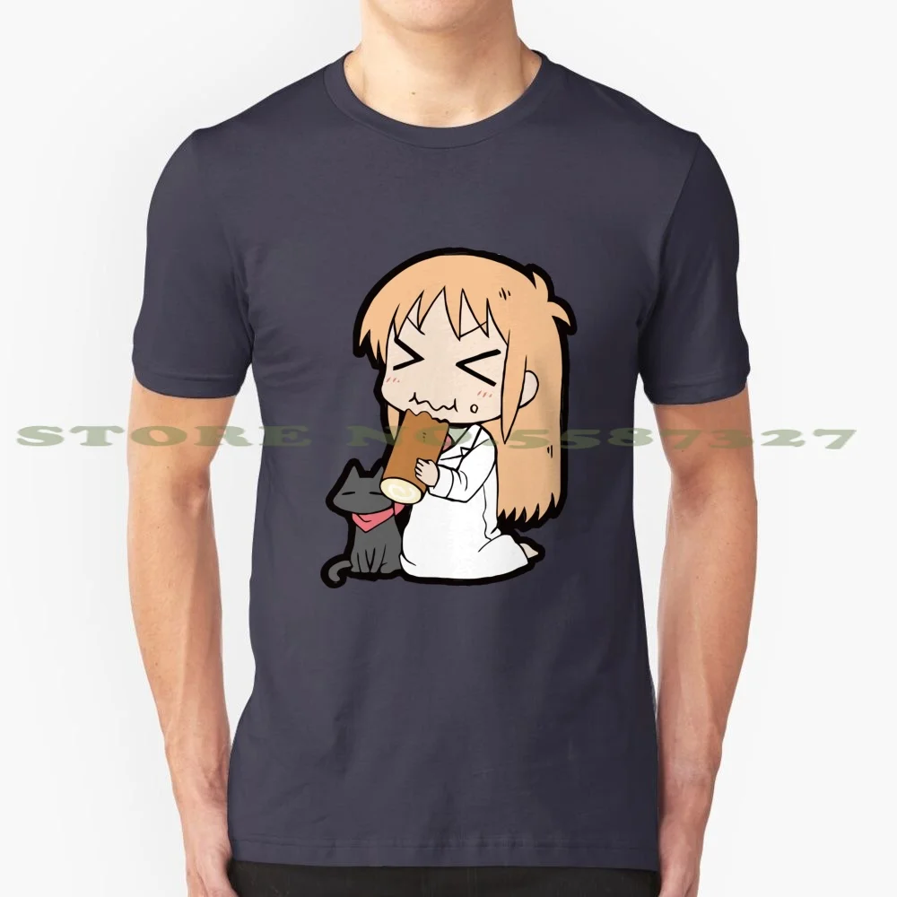 Hakase And Sakamoto Chibi 100% Pure Cotton T-Shirt Hakase Sakamoto Nichijou Kawaii Cute Anime Chibi Scientist