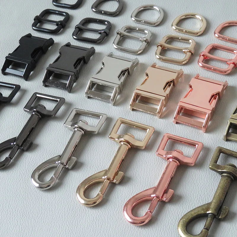 50Sets 15mm 20mm 25mm Wholesale Metal Buckle Strap Adjuster D Ring Belt Loop For Pet Dog Collar Paracord Leads Clasp Accessories