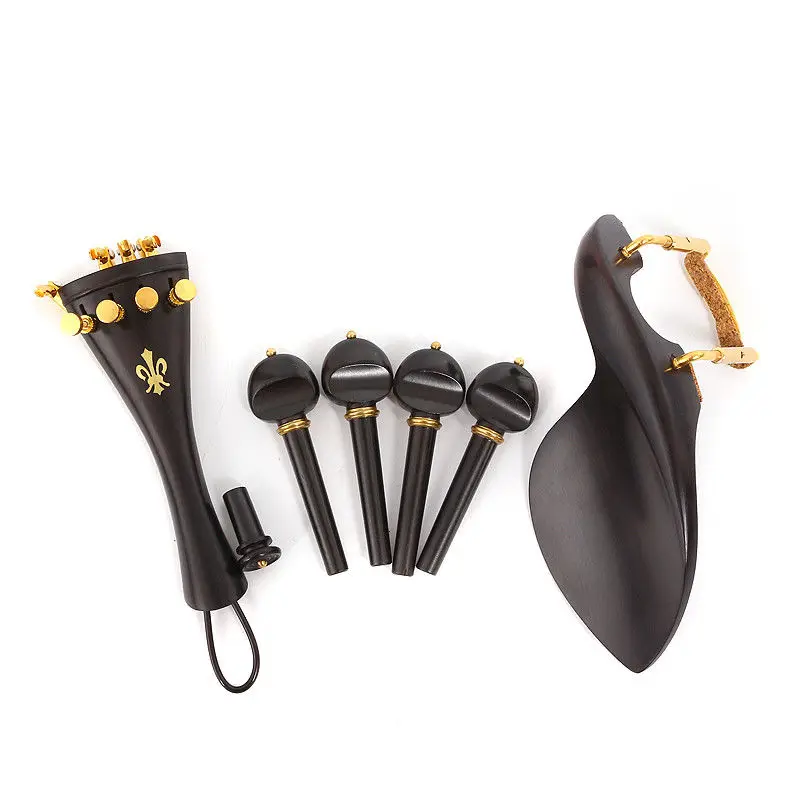 

One set Violin Kit Accessories 4/4 Ebony Violin Tailpiece Peg Chin rest Fine Tuner