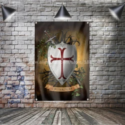 Knight Templar Flag Banner Polyester 90* 150cm Hang On The Wall 4 Grommets Custom Flag Indoor Decoration