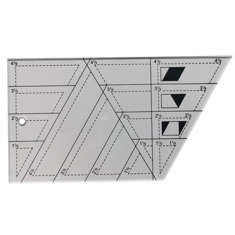 투명 아크릴 소재 패치워크 눈금자, 학교 학생 사무실 문구 선물 퀼팅 눈금자 도구, 1 개