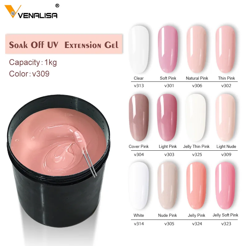 

#801 Venalisa Nail Gel Polish Manufacturer 1kg Clear UV Construction Gel Jelly Gel for Nail Art Design Manicure Pink Color