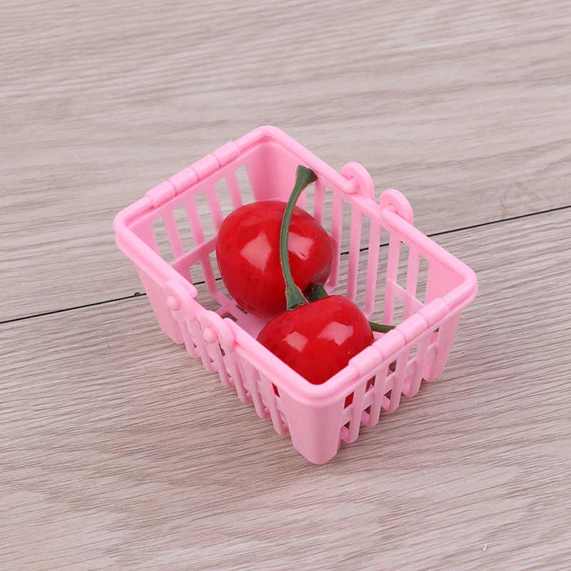 New Shopping Basket Pretend Play Toys Kids Mini Supermarket Shopping Hand Basket Model Doll House Miniature Furniture