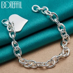 DOTEFFIL 925 Sterling Silver Heart Love Pendant Bracelet Chain For Woman Man Charm Wedding Engagement Fashion Party Jewelry