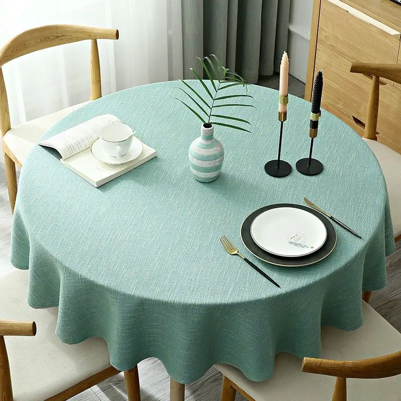 Plain Cotton and Linen Round Tablecloth Solid Color Table Cover For Table Cloth Dining Tea Home Obrus Tafelkleed mantel de mesa