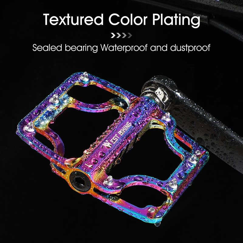 WEST BIKING Colorful Bicycle Pedal Effort-saving 3 Bearing CNC Ultralight Pedal MTB Road Bike Part BMX Pedal Cycling Accessories