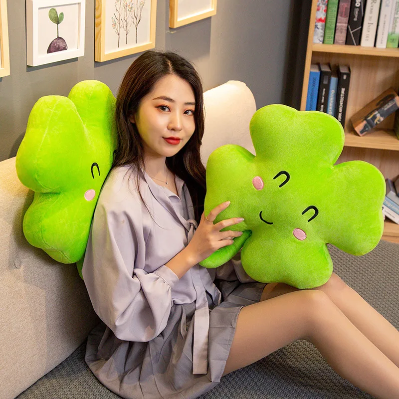 Lucky Clover Plush Pillow Toy Soft Stuffed Cartoon Plant Grass Doll Sofa Bed Pillow Cushion Children Birthday Gift Home Decor