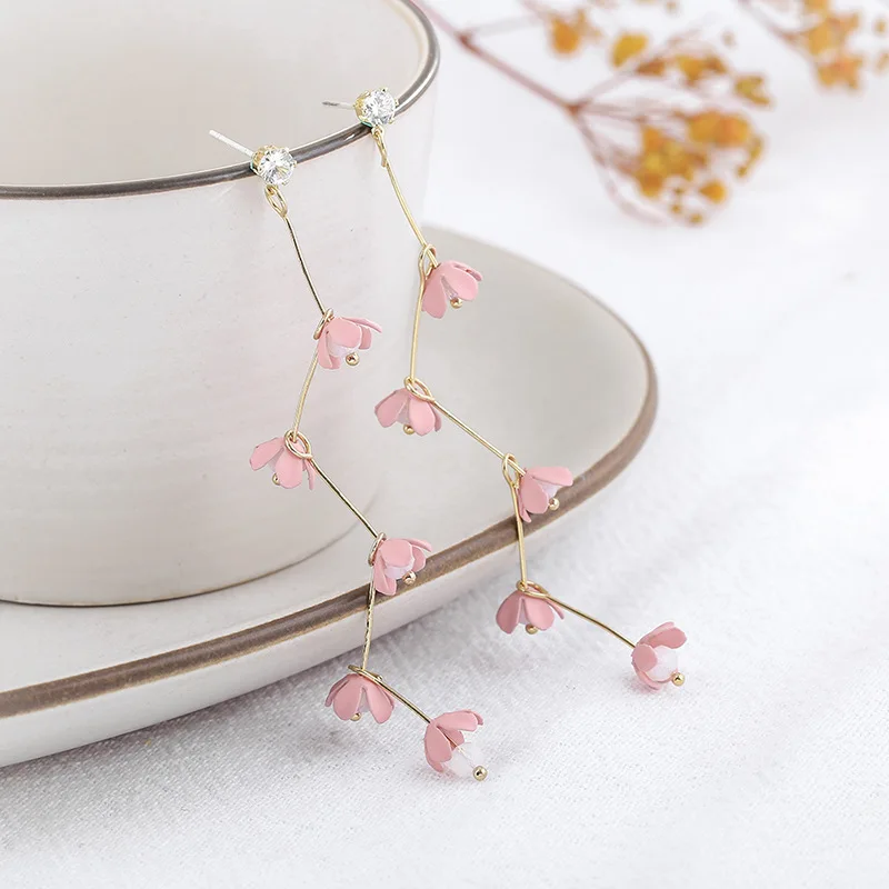 Pink Flower DEL LUNA Hotel IU Korean dramas TV Fashion Eardrop Elegant For Women Earrings brincos ornament