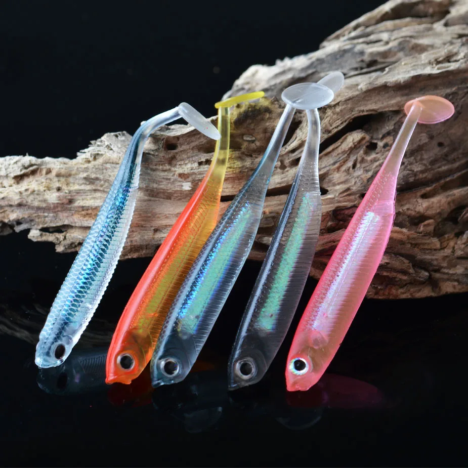 8PCS/lot T Tail Soft Fishing Lure Artificia Plastic Bait 2.2g 7.5cm Fishing Worm Swimbaits Jigging Soft Fish Fishing Tackle