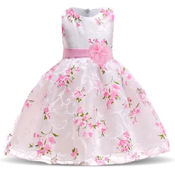 Summer Kids Dresses For Girls Clothing Flower Toddler Girl Dress Pink Birthday Princess Dress Party Wedding Dress 2 3 Year