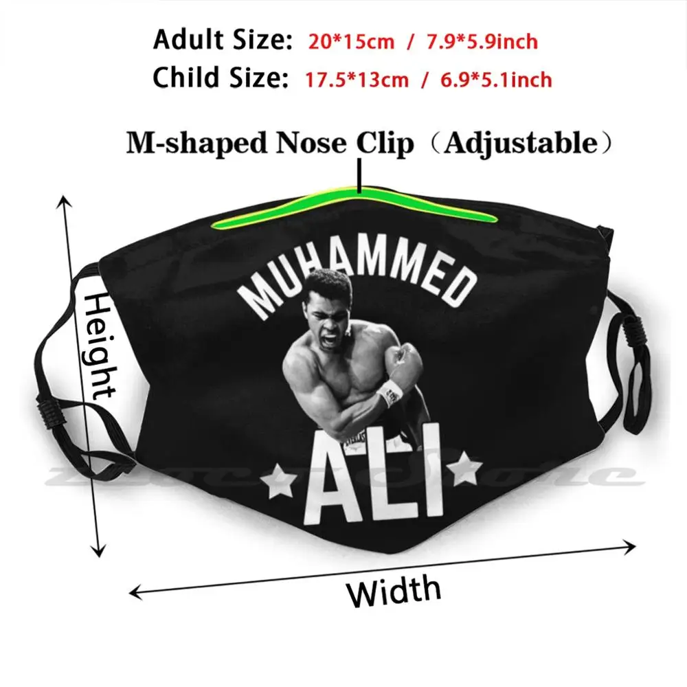 Muhammad-Ali Mask DIY Washable Filter Pm2.5 Mouth Trending Muhammad Ali Muhammad Ali Boxing Boxer Legends Boxing Legends