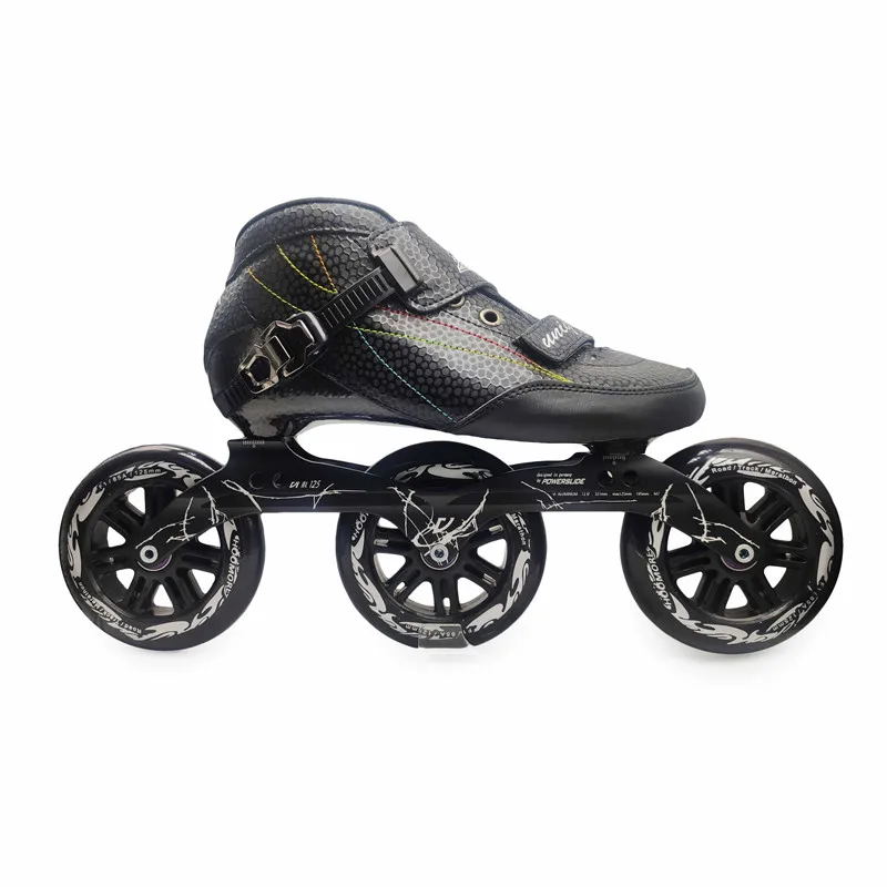 

3 Wheels Adults Carbon Fiber Inline Speed Skates Marathon Street Road Long Distance Race Carbon Fiber 100mm 110mm 125mm Roller