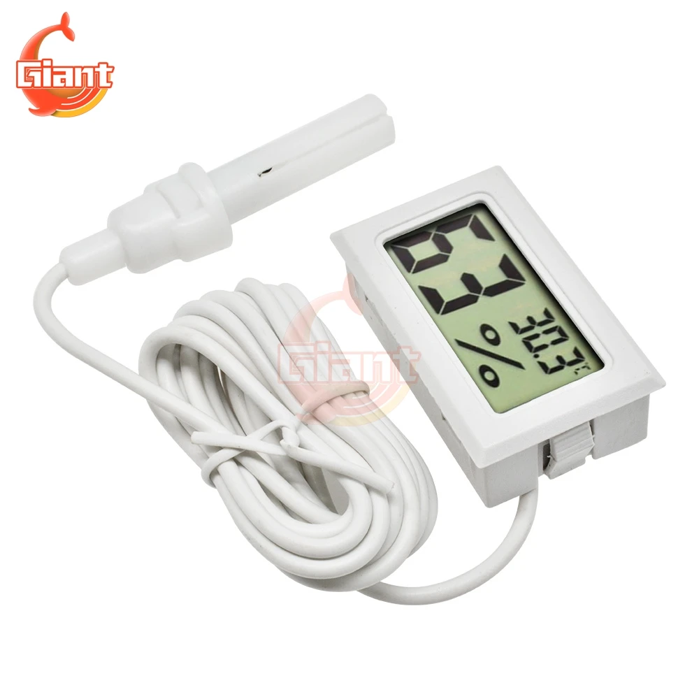 Mini display lcd digital termômetro higrômetro medidor de temperatura umidade interior profissional branco preto sonda para casa