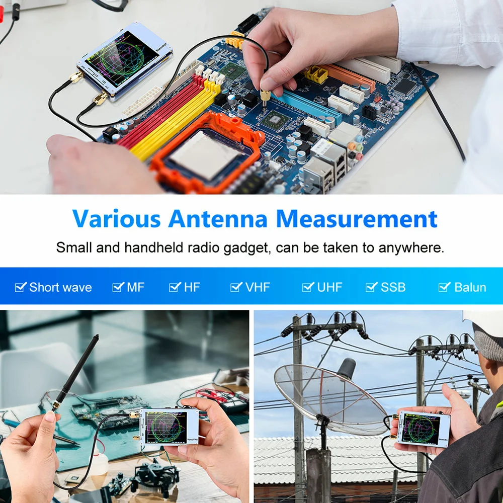 Nano VNA Vector Network Analyzer 50KHz-900MHz Digital Touching Screen Shortwave MF HF VHF UHF Antenna Analyzer Standing Wave