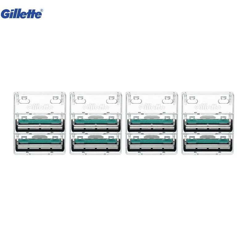 Original Gillette VECTOR Shaver Razor Blades 8pcs for Men 2 Layers Hair Removal Beard Shaving Manual Shave Safety Use