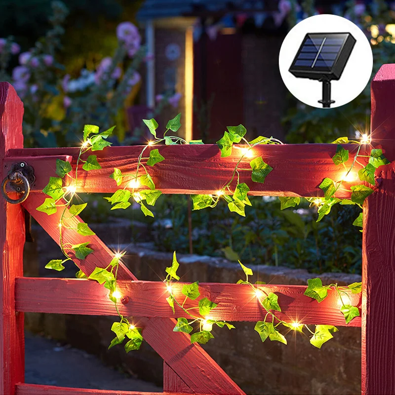 20/50/100 LED Solar Leaf Garland Light Outdoor Waterproof Fairy String Lights Wedding Party Christmas Garden Living Room Decor