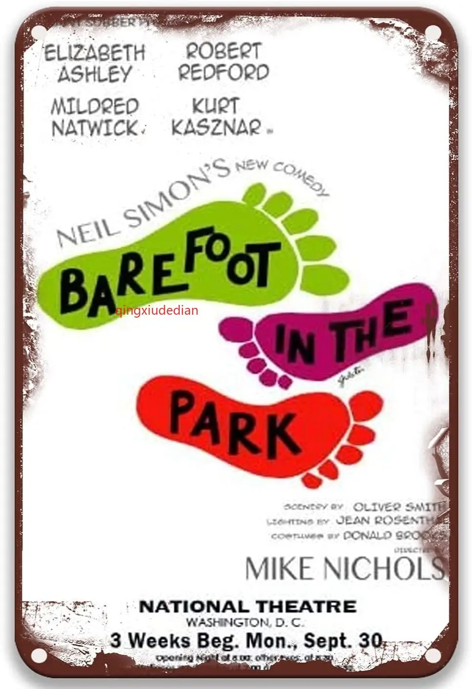 syplog Barefoot in The Park,Vintage Movies Metal Tin Signs Funny for Toilet Decorative Outdoors Living Room Home Farmhouse