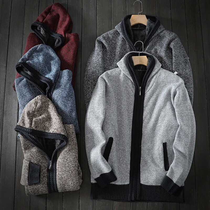 

Men's Fall/Winter Jackets with Plush Zipper Cardigan Thick Sweater Warm Fleece Casual Knit Y2K Fashion Coat