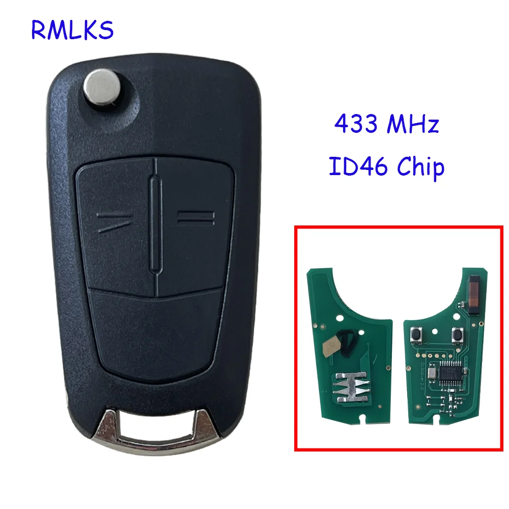 

For Astra H/ Zafira B Flip Key Remote 2 button for (Vauxhall/ For Opel) NEW Complete 433Mhz T14 ID46 PCF7941 Chip