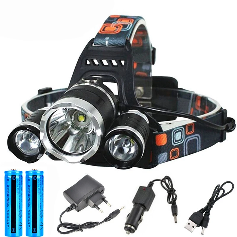 Linterna frontal led con zoom recargable, linterna de cabeza para pesca, caza, Camping, D2, envío directo