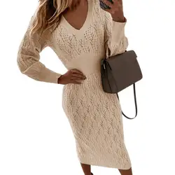 Slim Fit Sexy Bodycon Dress Set Women 2021 Autumn Winter Pullovers Knitted Sweater Midi Dress Sets Party Knitwear