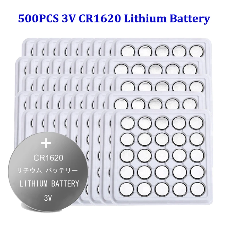 

500pcs 3V Lithium Battery CR1620 Electronic Button Coin Cell Batteries ECR1620 DL1620 5009LC Watch Toy CR 1620 Drop Shipping