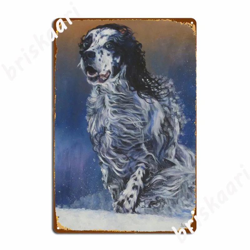 English Setter Fine Art Painting Poster Metal Plaque Club Home Custom Garage Club Wall Decor Tin Sign Poster