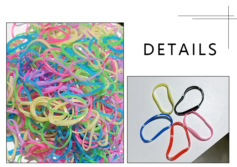 1000 Stück/Packung Bunte Kleine Einweg-Gummibänder für Mädchen, Haargummis für Pferdeschwänze, Modische Haaraccessoires – Detail 3