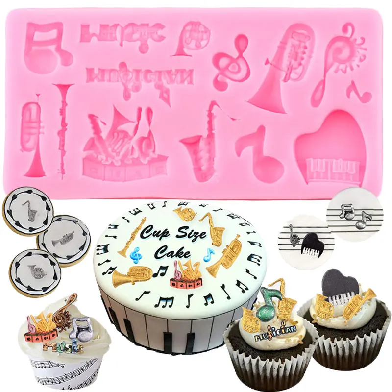 Music Notes Guitar Silicone Mold Resin Clay Candy Chocolate Baking Molds DIY Fondant Cake Decorating Tools Kitchen Accessories