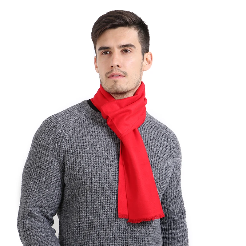 Autumn Winter Warm Soft Men's Scarf Fashion Simple Solid Cashmere Scarves High Quality Men Gray Black Red Neckcherif Scarf Wraps