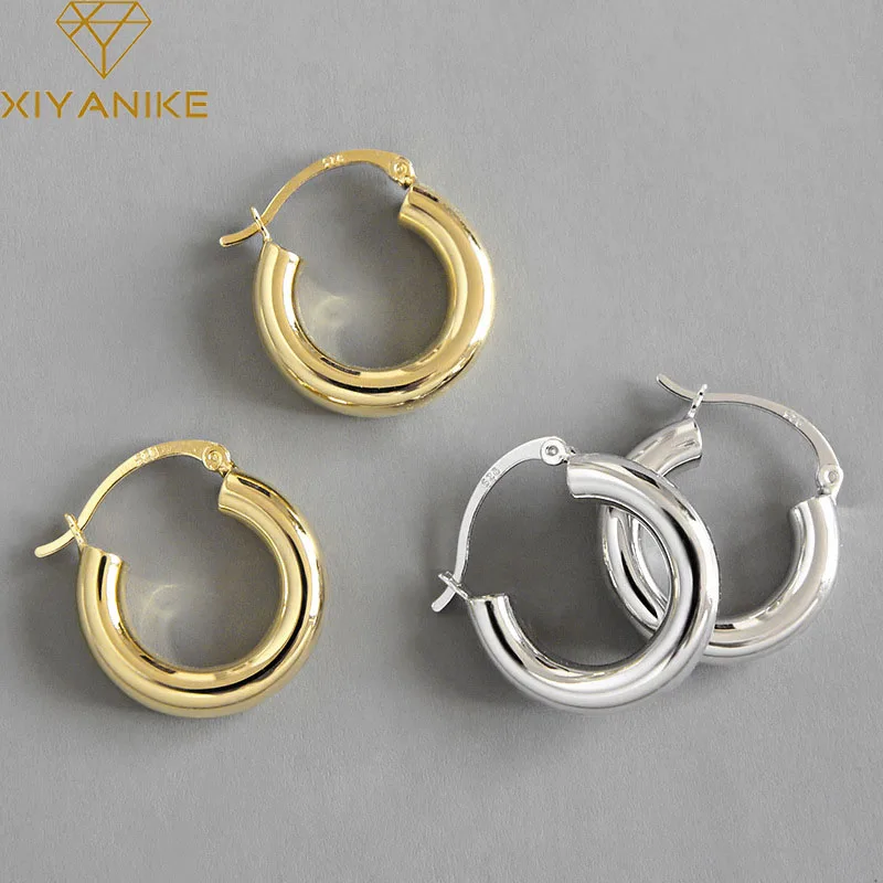 

XIYANIKE Minimalist Silver Color Stud Earrings for Women Couples Jewelry Trendy Elegant Party Accessories Prevent Allergy
