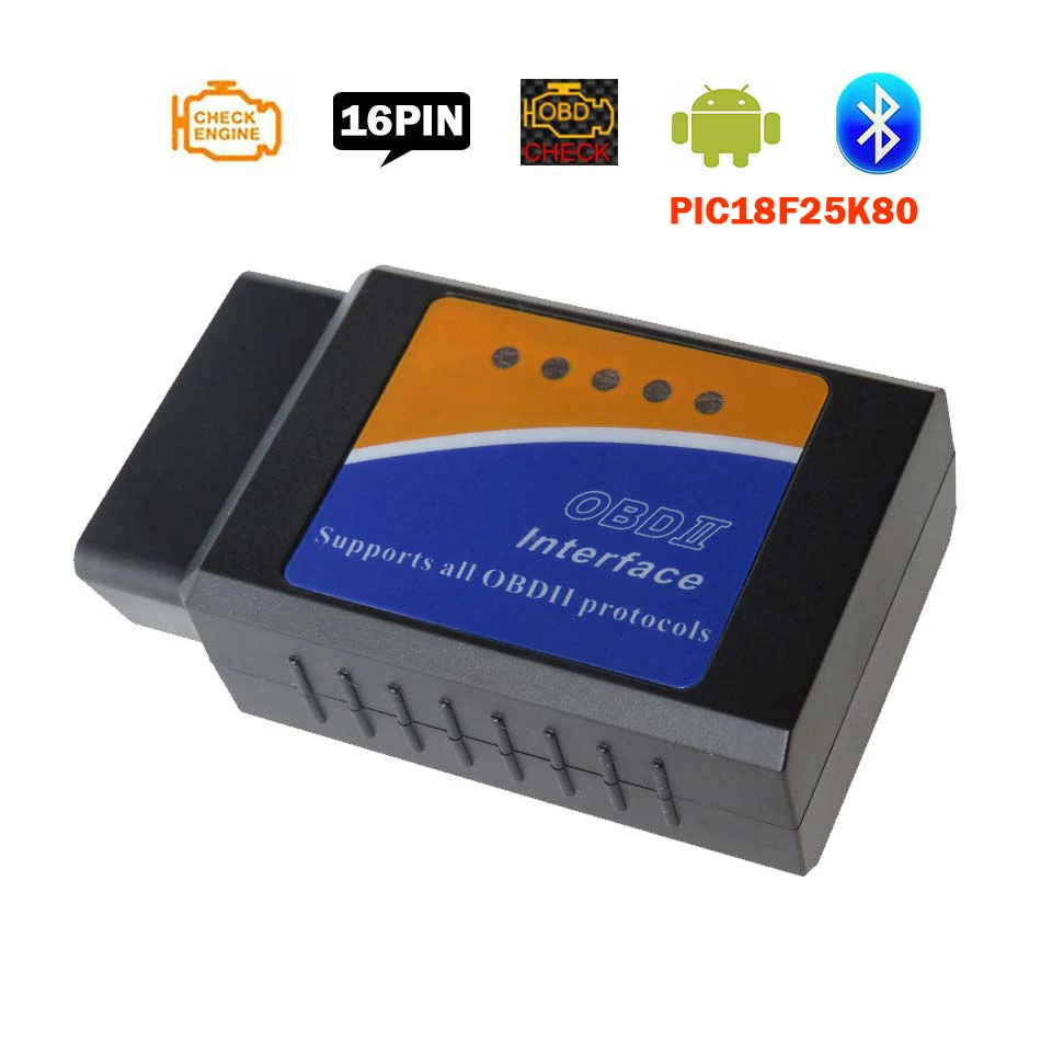 

Hot Newest ELM327 Bluetooth V1.5 OBD2 Car Diagnostic-Tool ELM 327 Bluetooth2.0 OBD 2 Diagnostic Scanner For Android PIC18F25K80