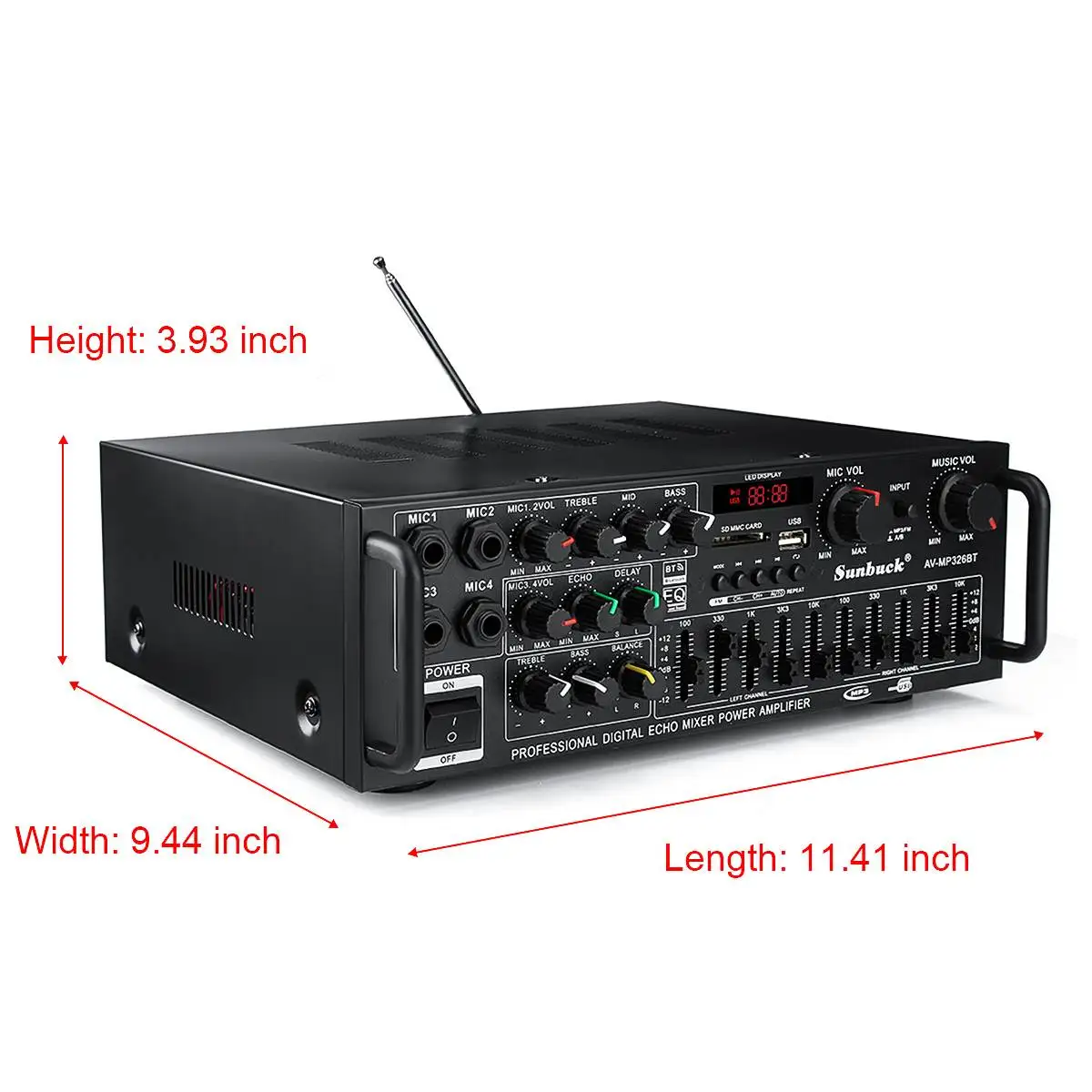 2 Channel Bluetooth HIFI Amplificador High Resolution Audio Play Subwoofer Amplifier Power Amplifier Audio USB SD With Remote