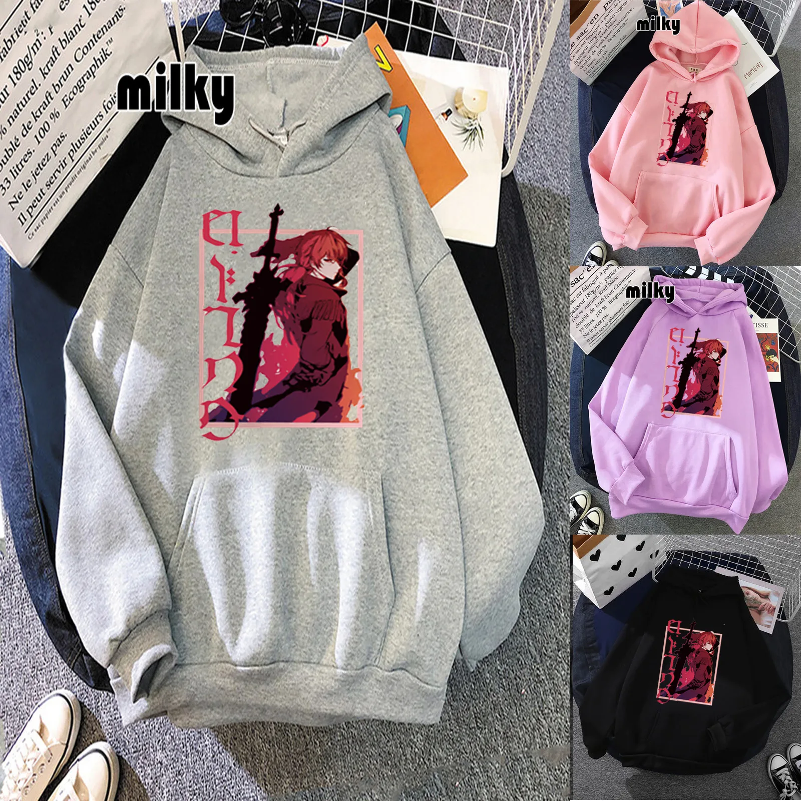 

Hot Genshin Impact hoodies female Oversized Sweatshirt printed grunge women hoody hoddied Korean style black hoodies