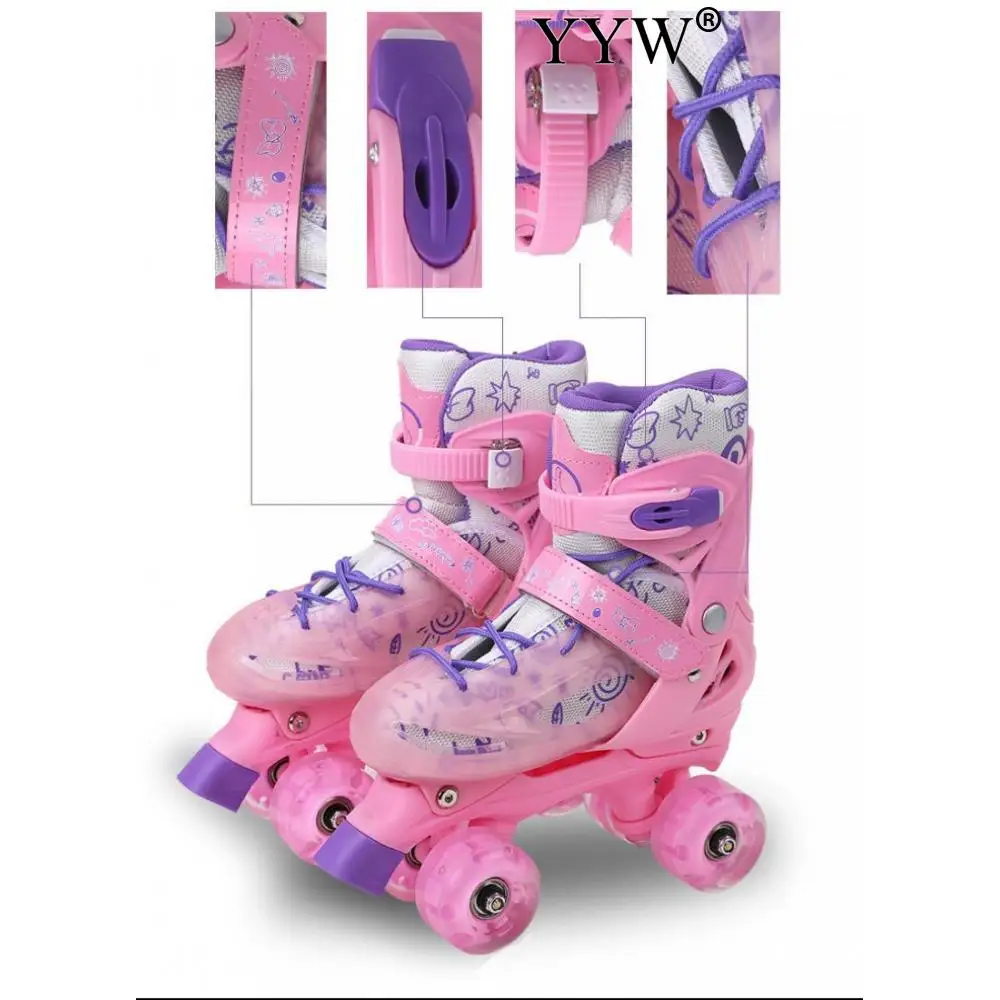 Children Roller Skates Skating Shoes 2023 Girls Women Kids Sliding Quad Sneakers 4 Wheels 2 Row Line Outdoor Beginner Gym Sports