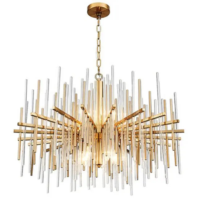 LED Crystal Chandelier Lights Modern Golden Round Lamp Stainless Steel Chain Chandeliers Lighting For Kitchen Restaurant Lights
