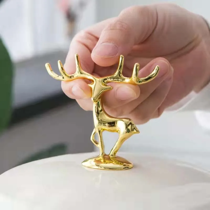 Nordic Golden Deer Pot Lid Handle Replaceable Pot Lid Knob Glass Stainless Steel Pot Lid Top Bead Head Cap Handle