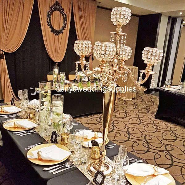 90cm 100cm) beautiful 5 arm crystal candelabra table top candelabra centerpieces for weddings for wholesale senyu2018