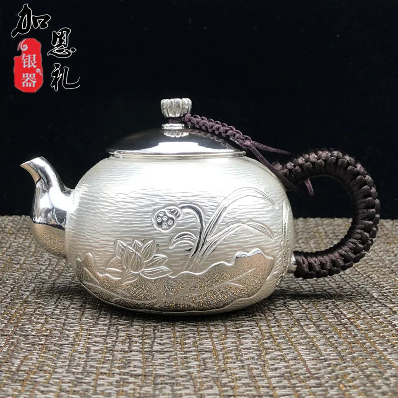 Teapot, handle teapot, silver teapot, hot water teapot, 260ml water, kung fu tea set.