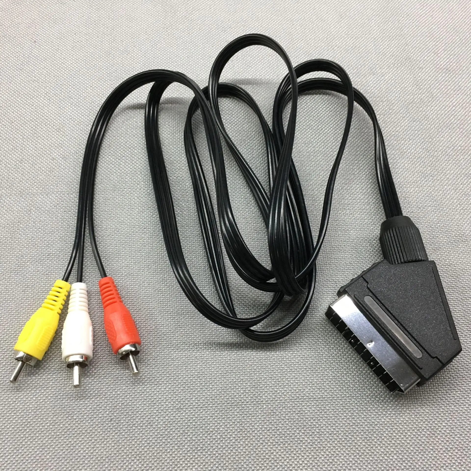 Cabo adaptador AV de áudio/vídeo de 21 pinos SCART para 3 RCA para AV, TV, Digital, DVD