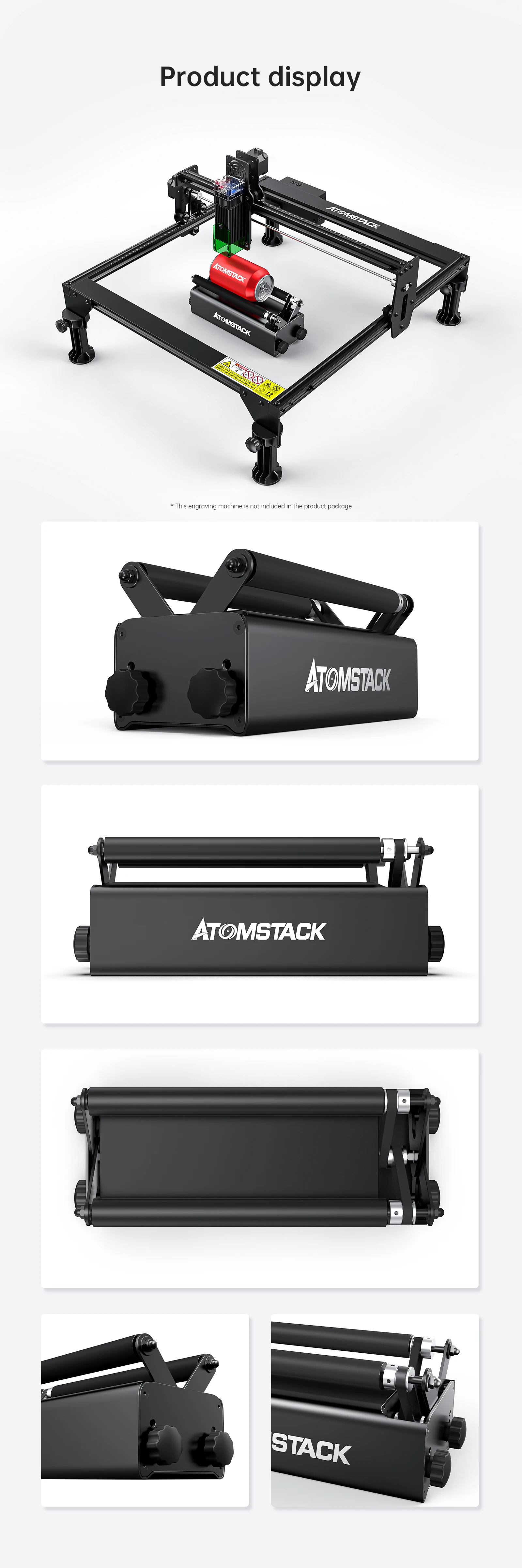 ATOMSTACK R3 24W Penggulung Putar Otomatis 360 ° Silinder untuk Mesin Pengukir Laser 40W 30W 20W Pengukir NEJI ORTUR Dua Pohon