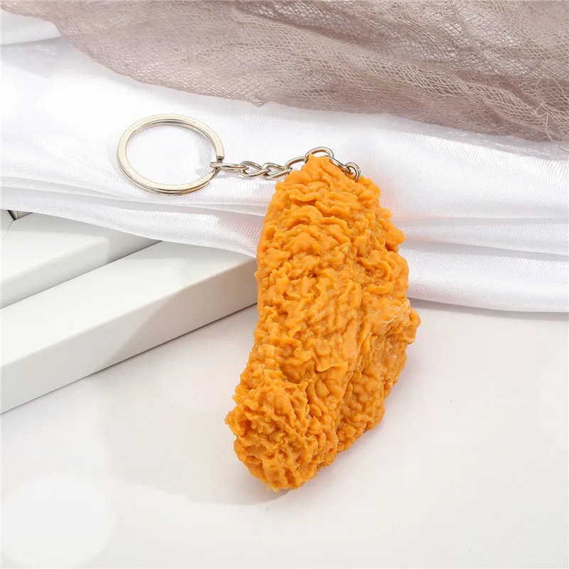 1Pcs Fried Chicken Leg Food Pendant Key Ring For Friend Gift Fashion Creative Simulation Chicken Wings Bag Car Box Keychain K117