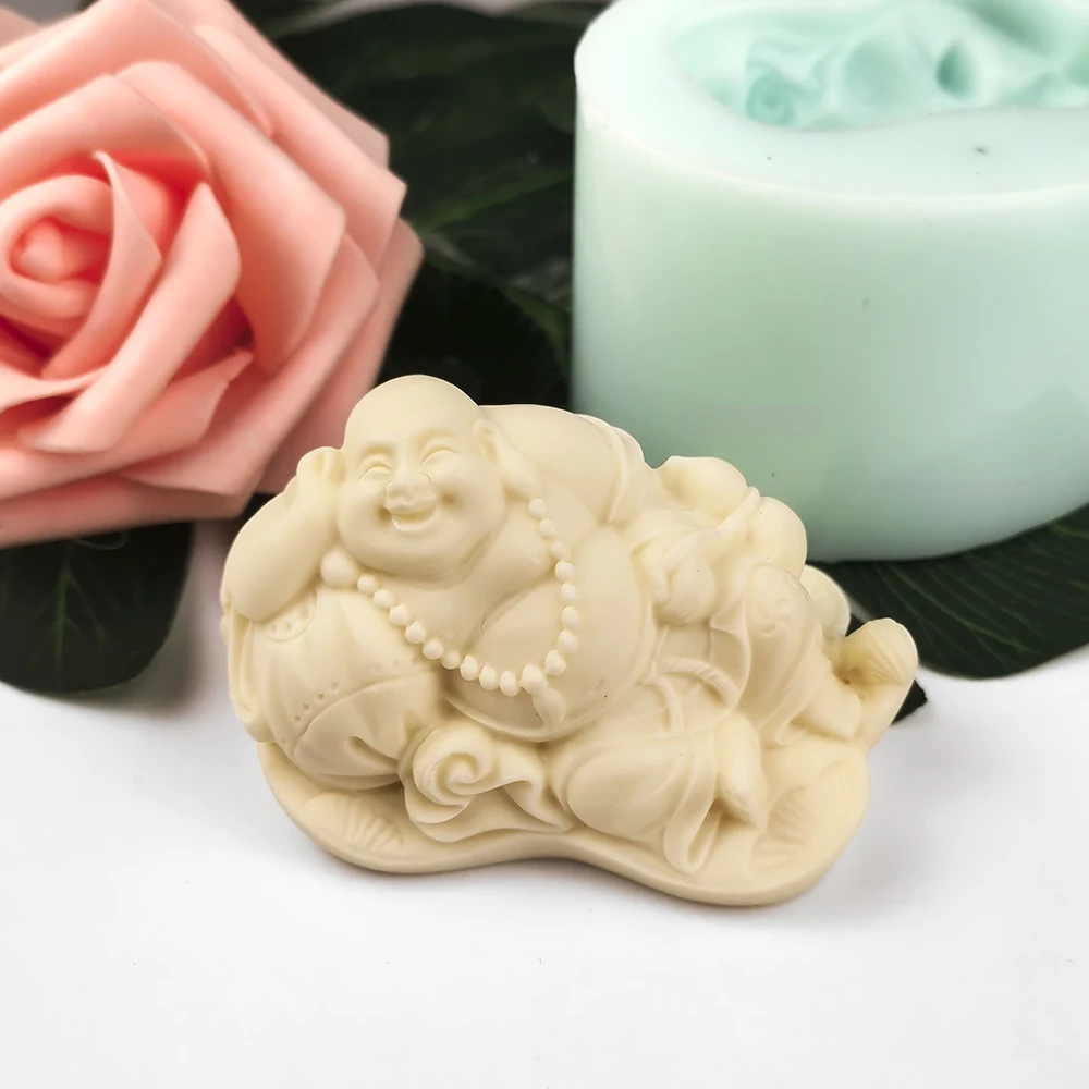 TS0176 PRZY Smiling Buddha Molds Silicone 3D Lying & Sitting Buddha Moulds Candle Mold Clay Resin Moulds