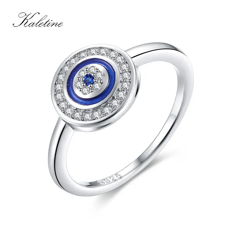 KALETINE Luxury 925 Sterling Silver Ring Lucky Blue Stone Evil Eye Rings For Women Blue Stone Wedding Turkish Mens Jewelry