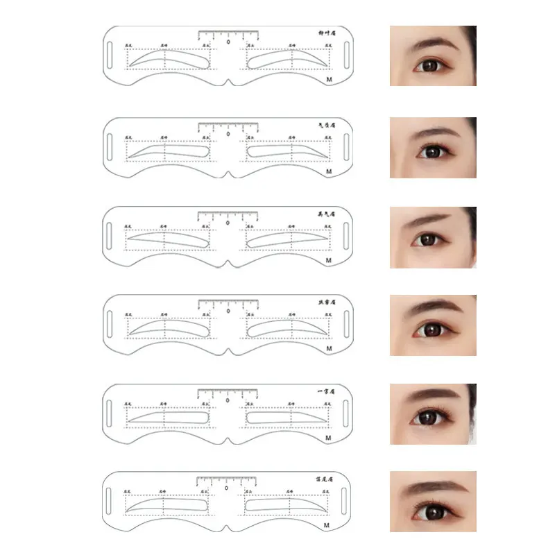 6 Style Makeup Eyebrow Mold PEVA Soft Eyebrow Shaper With Elastic Band Reusable DIY Makeup Tools For Beginner Eyebrow Stencils