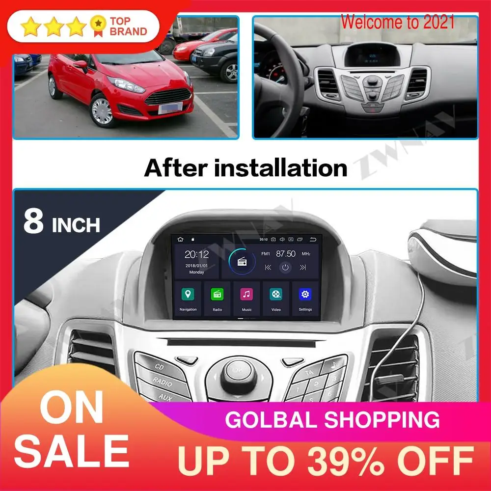 Reproductor de DVD para coche Android 13,0, navegación GPS para Ford Fiesta MK7 2013-2016, reproductor de Radio para coche, unidad principal Multimedia estéreo de vídeo automático