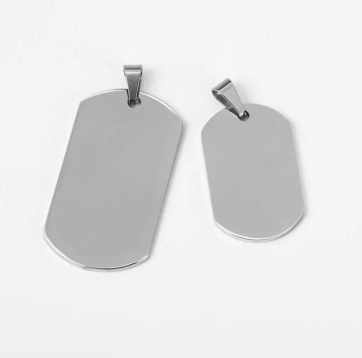 200pcs Personalized Blank Stainless Steel Dog Pet Tag Military Dog Tag Pendant Charm Both Mirror Polished Jewelry Pedant